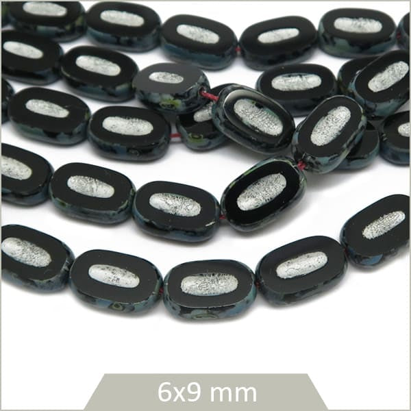 Fournisseur perles en verre tchèque ovale noire
