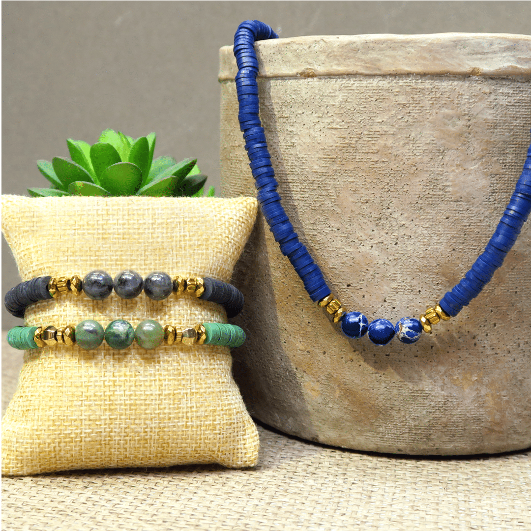 DIY bijoux pierres naturelles et perles heishi