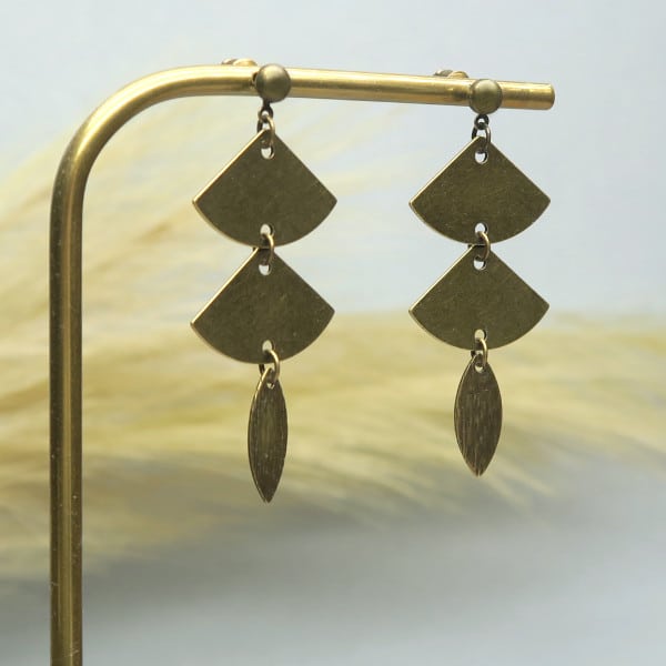 DIY boucles d'oreilles éventails bronze