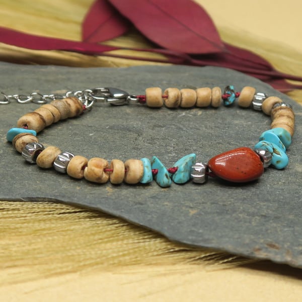 DIY braceket perles coco et pierre naturelle