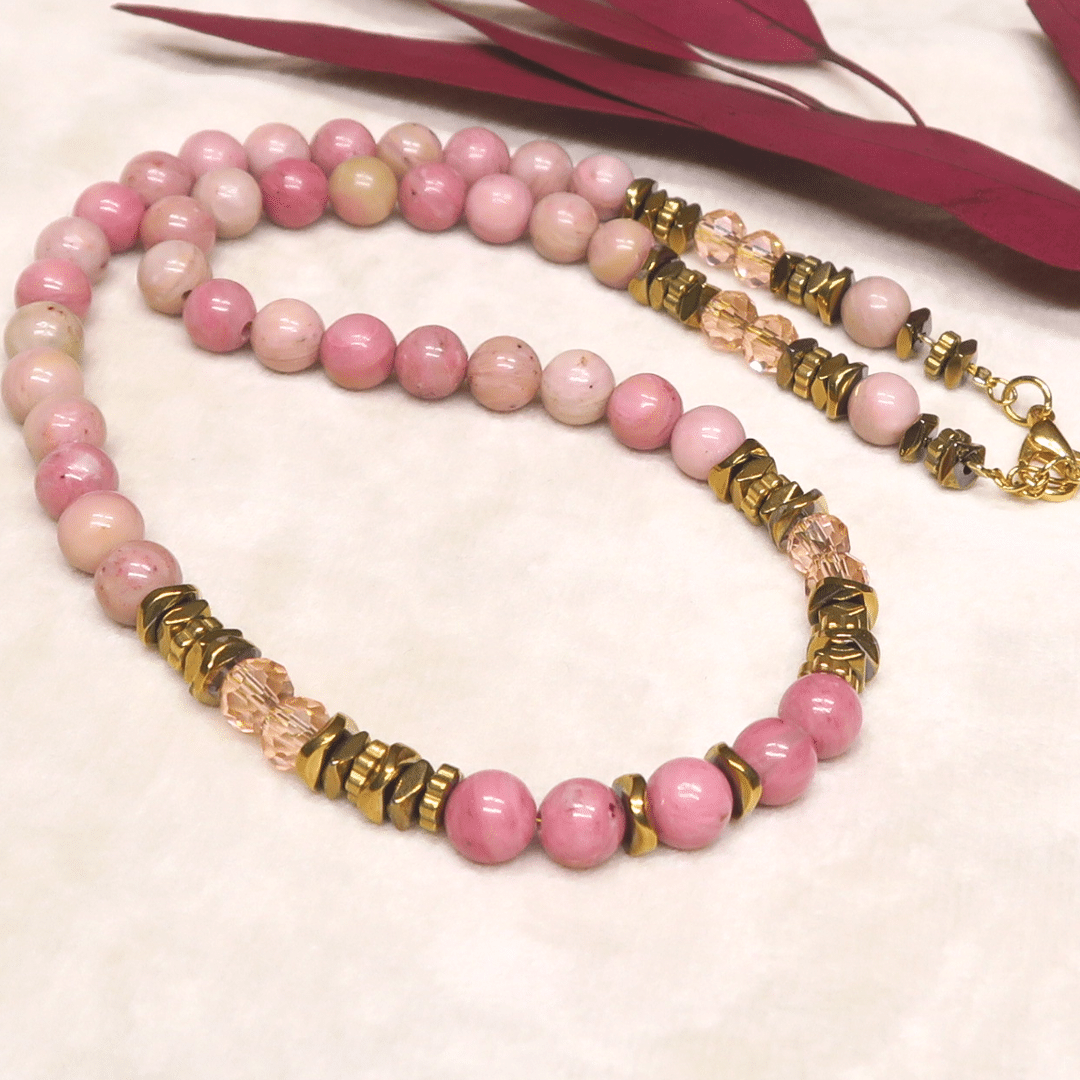 DIY collier rhodonite