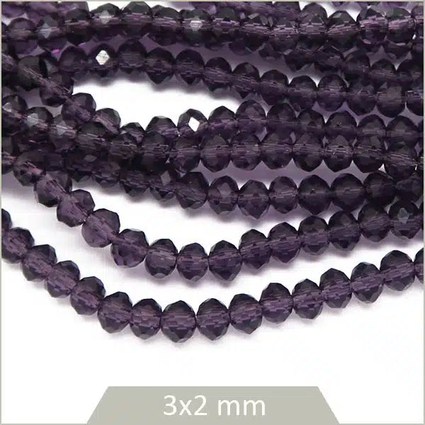 vente perles en verre donut violet transparent