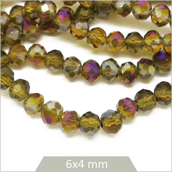 Vente perles donut en verre ambre transparent