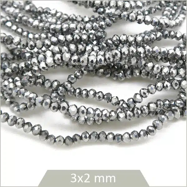 Perles à facettes couleur argent