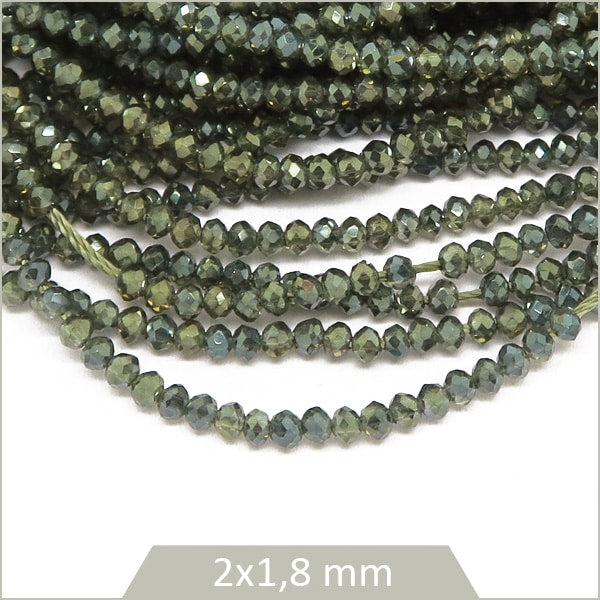 Perles verre donut pour bijoux couleur kaki