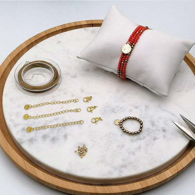 Kit création bijoux fil cablé acier doré