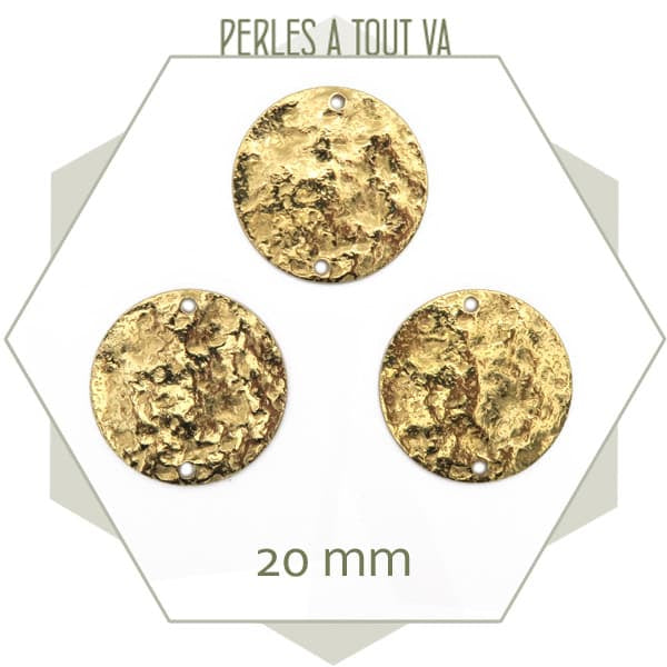 Vente breloque cercle martelé laiton