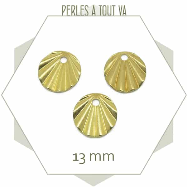 Vente breloques rondes plissés dorées