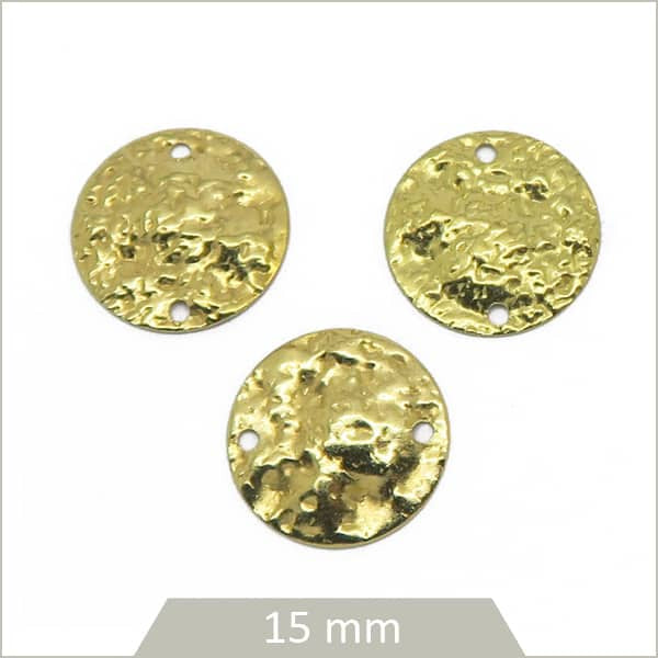 Vente pendentif rond martelé en laiton brut