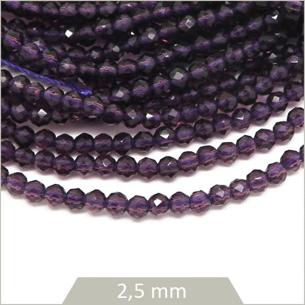 Perles verre facettes violet