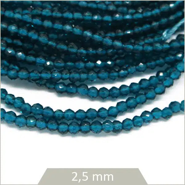 Perles en verre à facettes bleu canard