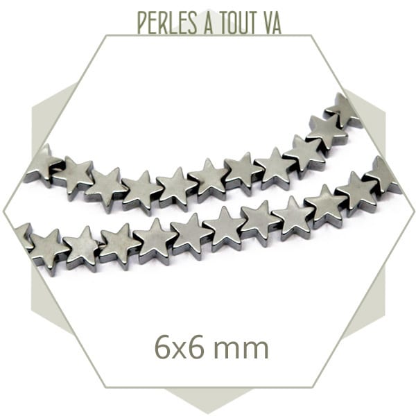 74 perles étoiles en hématite couleur argent