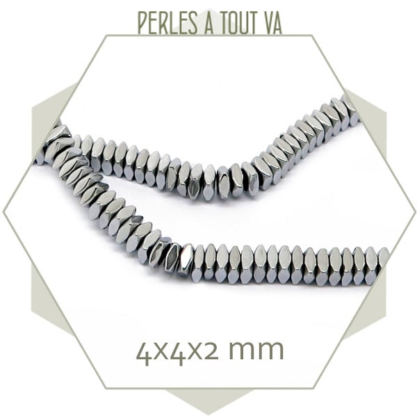 102 perles intercalaires polygones hématite argentée
