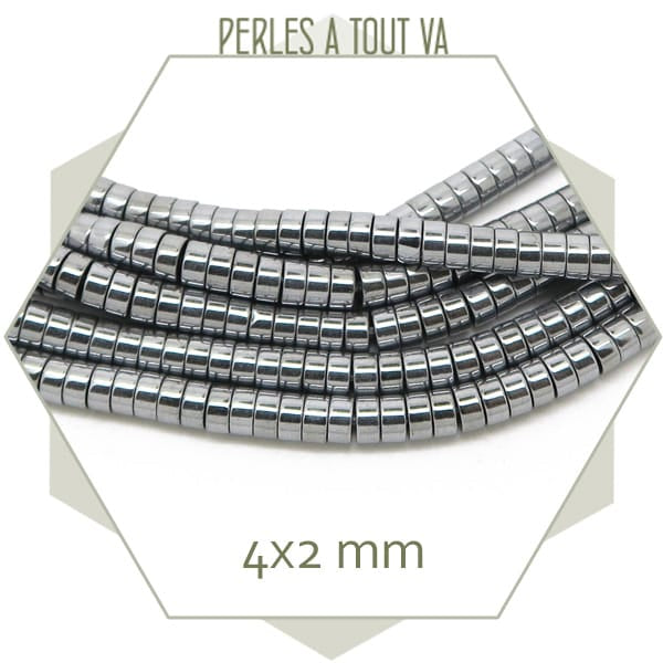 perles heishi hématite argenté
