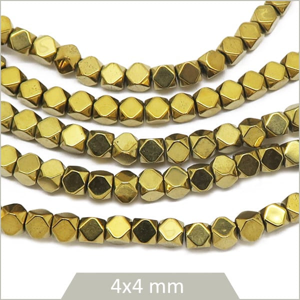 Vente perles polygones hématite doré