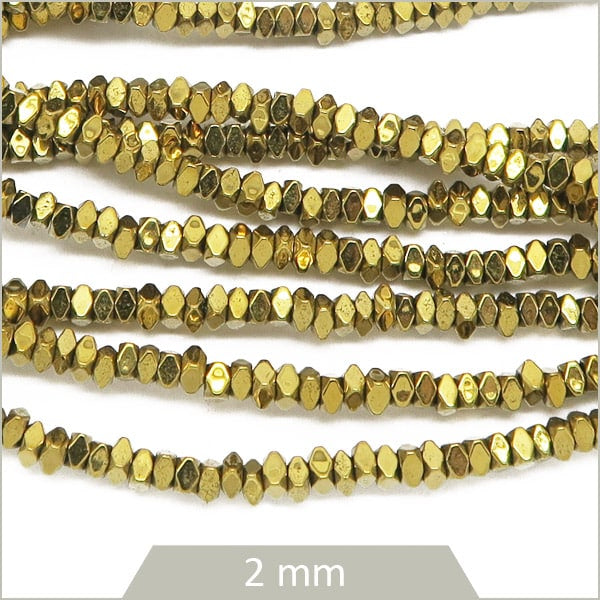 Grossiste perles intercalaires polygone hématite doré