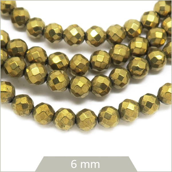 Rang perles facettes hematite doré