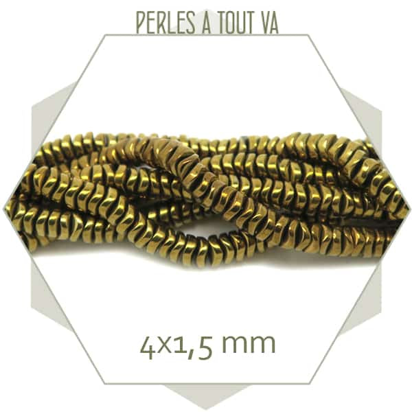 boutique perles heishi ondulées dorées