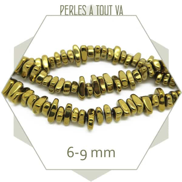 Vente de perles chips en hématite doré