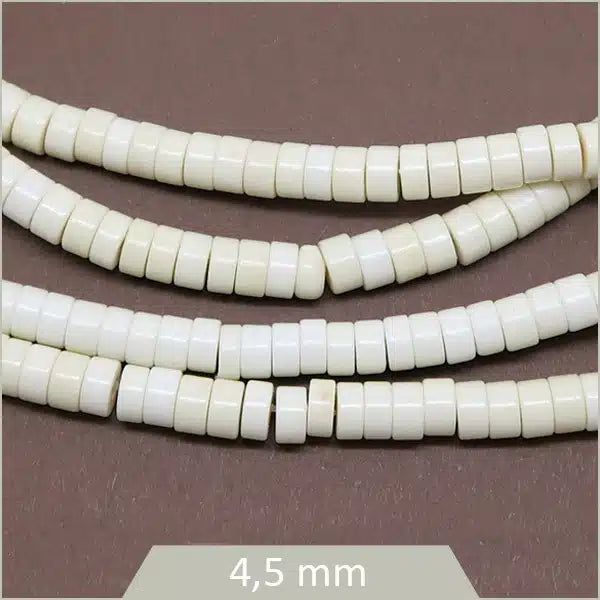 Perles rondelles heishi howlite ivoire