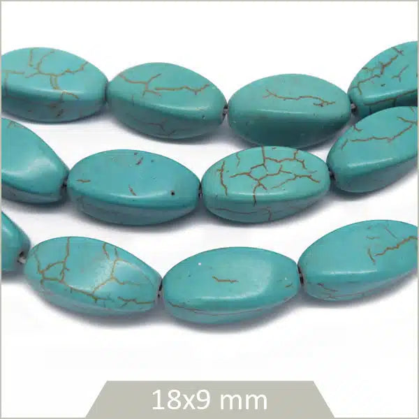 Grossiste perles ovales en howlite turquoise