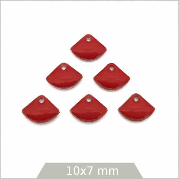 Fourniture breloques émaillés éventail rouge