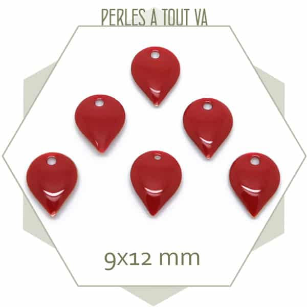 fournisseur sequin émaillé goutte rouge