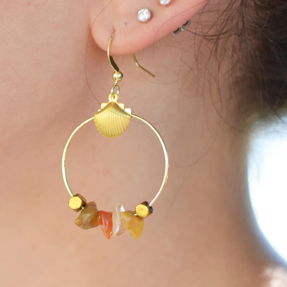 création boucles d'oreilles perle chips