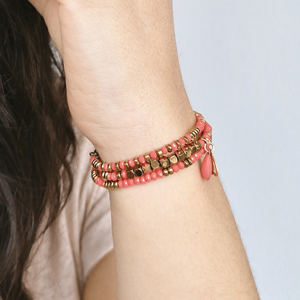 bracelet perles rodhonite