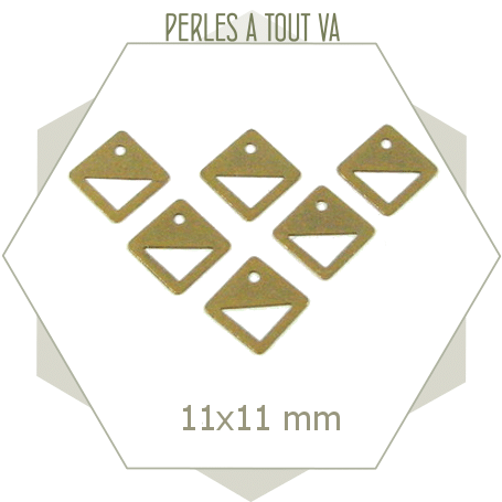 10 petites breloques losanges ajourés bronze