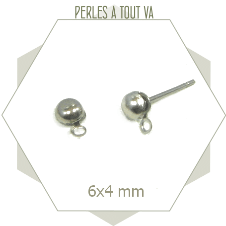 12 clous de boucles d'oreilles boules en acier inox