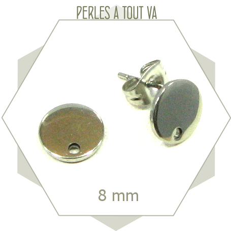 12 clous de boucles d'oreilles cercle en acier inox