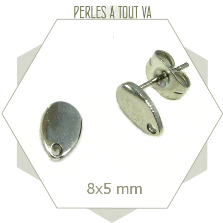 12 clous de boucles d'oreilles gouttes en acier inox