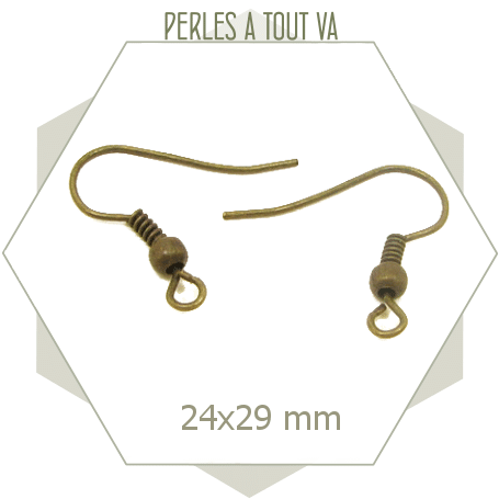 24 crochets de boucles d'oreilles bronze