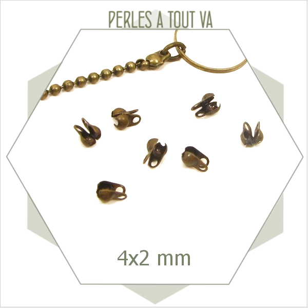 60 embouts pour chaînes billes bronze