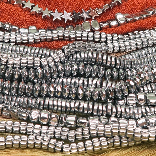 vente perles hématite argentées