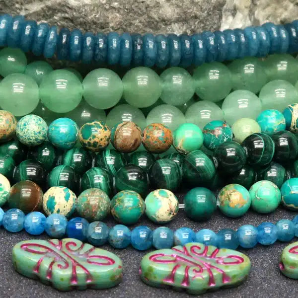 perles ronde malachite aventurine jaspe