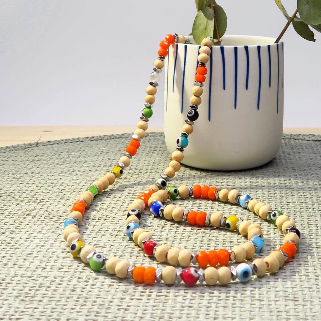 Création sautoir perles en bois