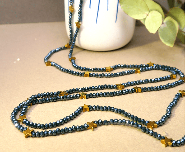 Sautoir étoile hématite dorée