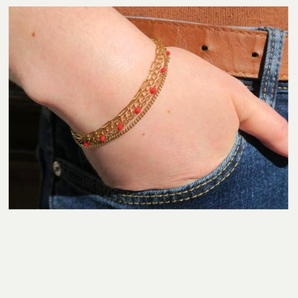 DIY bracelet multi chaînes acier doré