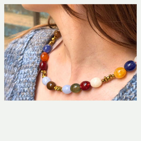 DIY Collier grandes perles en verre et hématites