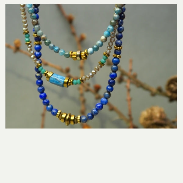 DIY colliers pierres naturelles bleues