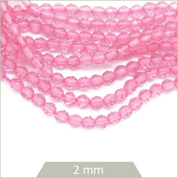env. 180 perles de verre facettes rose pâle transparente 2mm