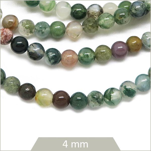 Env. 85 perles rondes en Agate indienne, 4 mm
