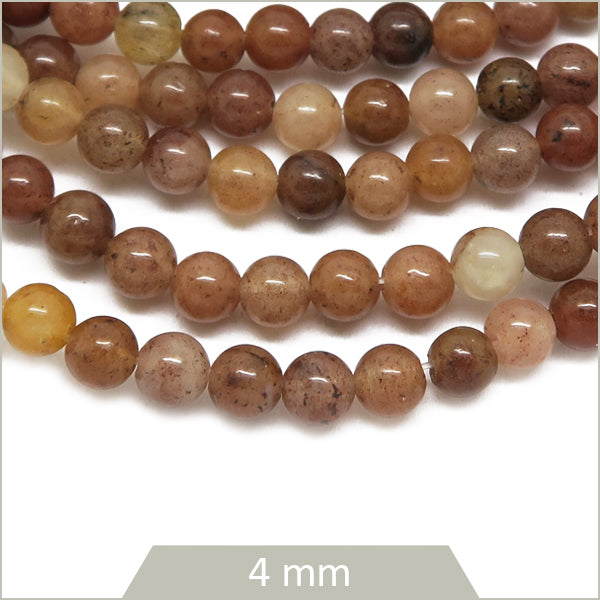 Env. 85 perles rondes Aventurine brun, 4 mm
