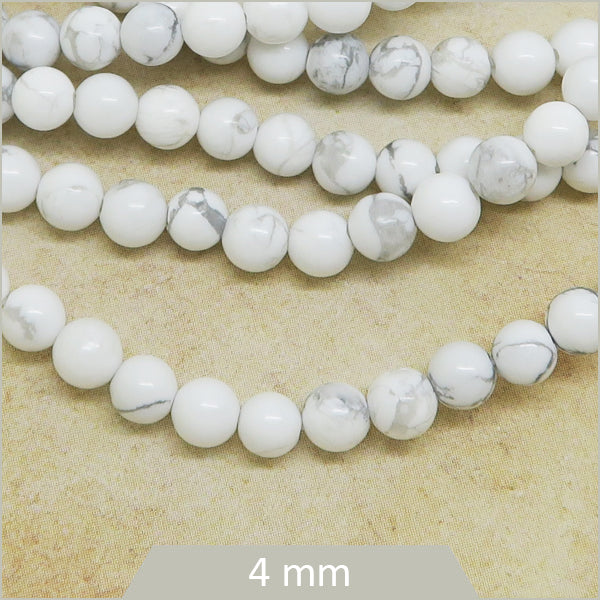 Env. 85 perles rondes Howlite, 4 mm