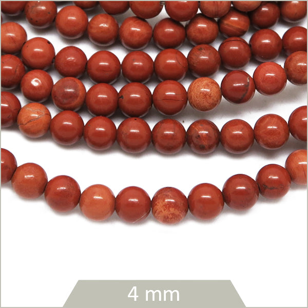 Env. 85 perles ronde Jaspe rouge, 4 mm