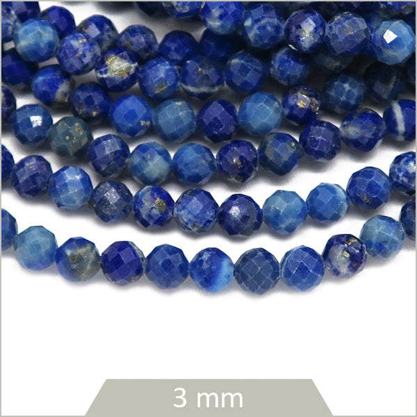 Env. 120 perles à facettes en Lapis Lazuli, 3 mm