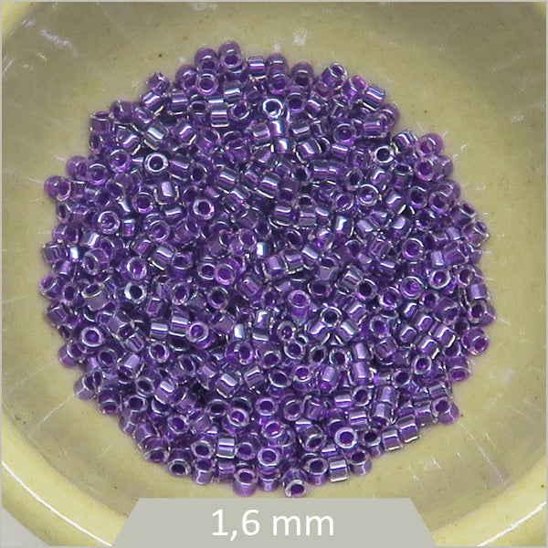 5g de perles Miyuki Delica 11/0, DB0923 cristal doublé Améthyste scintillant