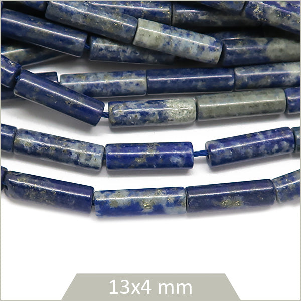 Env. 30 perles tubes Lapis Lazuli, 13x4 mm